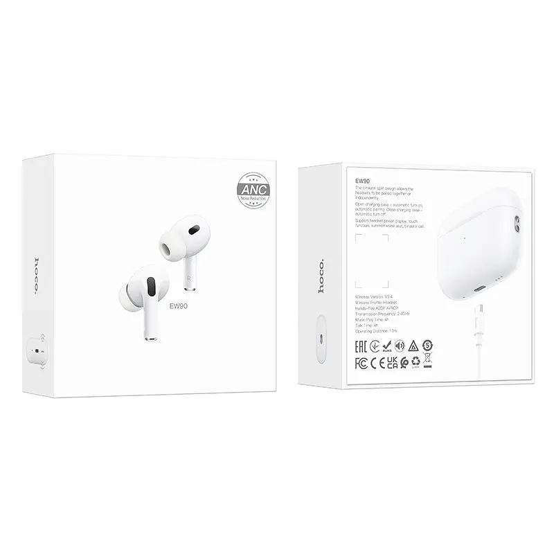 Навушники бездротові Hoco EW90 True wireless ANC noise Червоний BT headset білий - фото 2