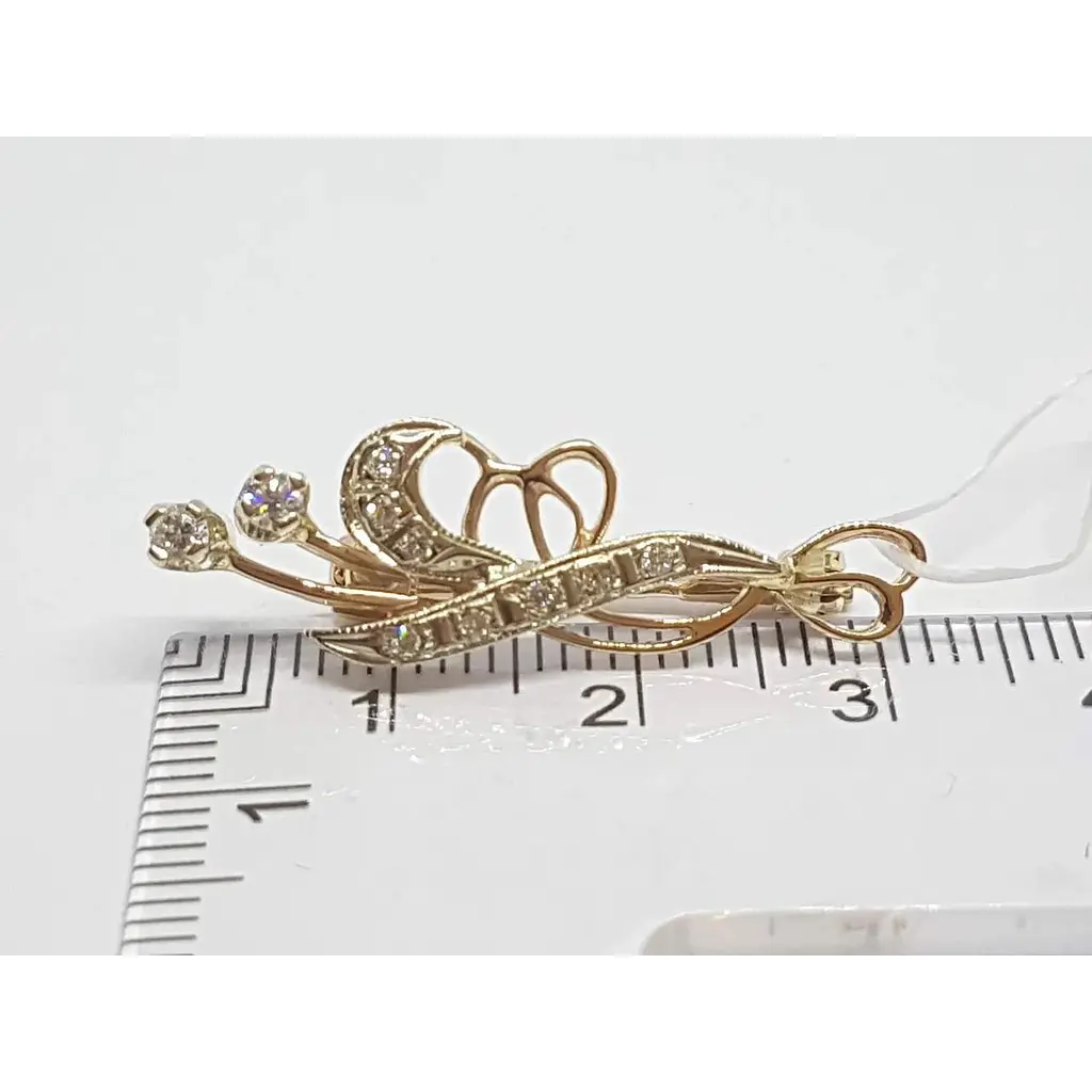 Золота брошка Гаразд з діамантами. 3080723 - фото 4