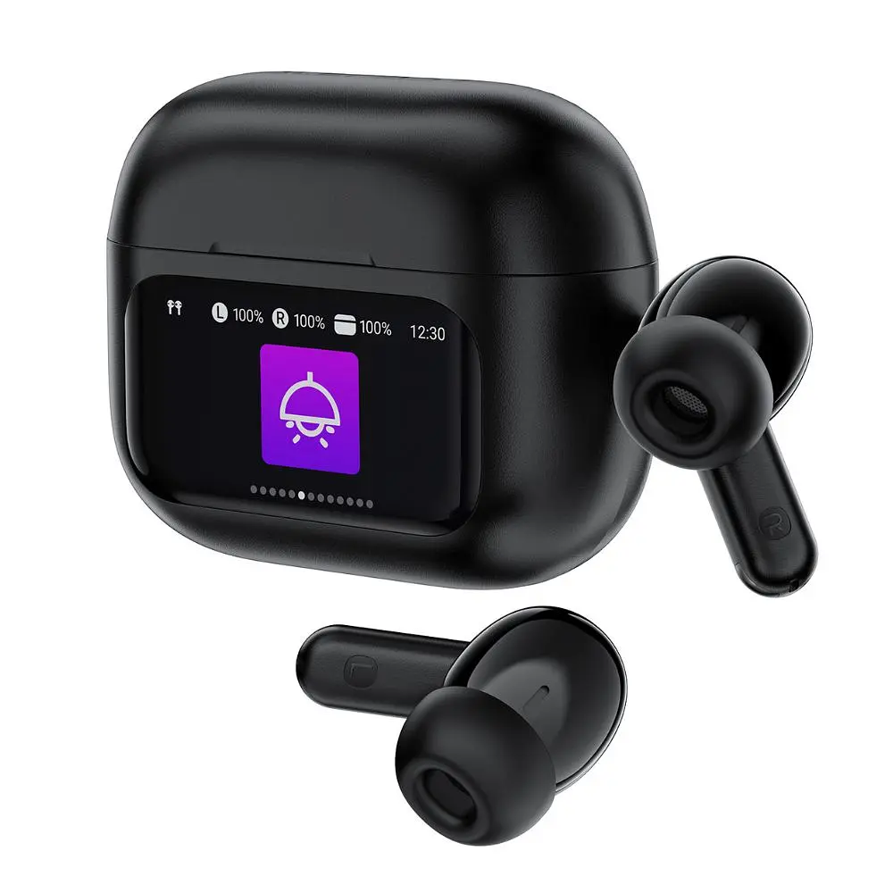 Бездротові навушники Acefast W6 smart screen active noise cancelling true wireless earbuds Black (6974316285687) - фото 4