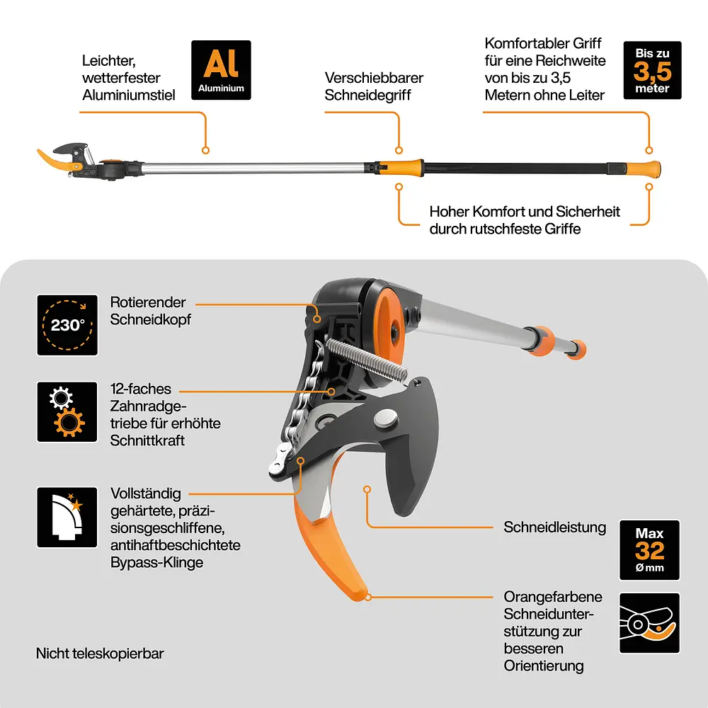 Садовий висоторіз Fiskars PowerGear™ X UPX82, 1.65 м, до 32 мм (1023625) - фото 3