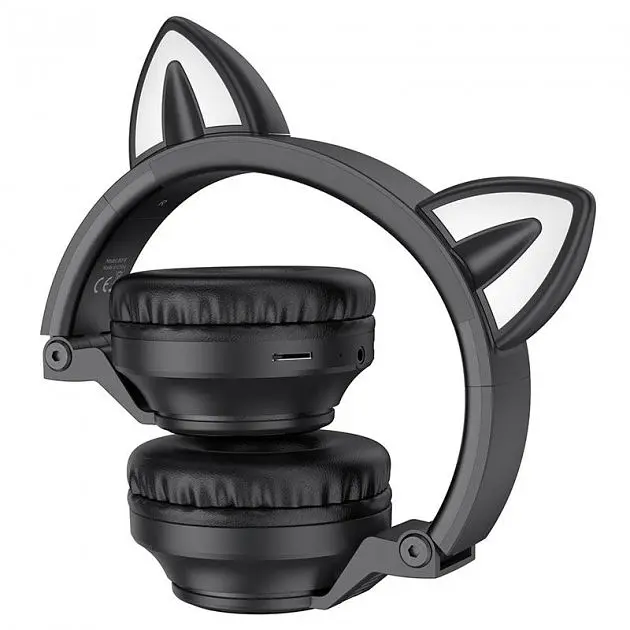Беспроводные накладные наушники Borofone BO18 Cat ear черные - фото 2