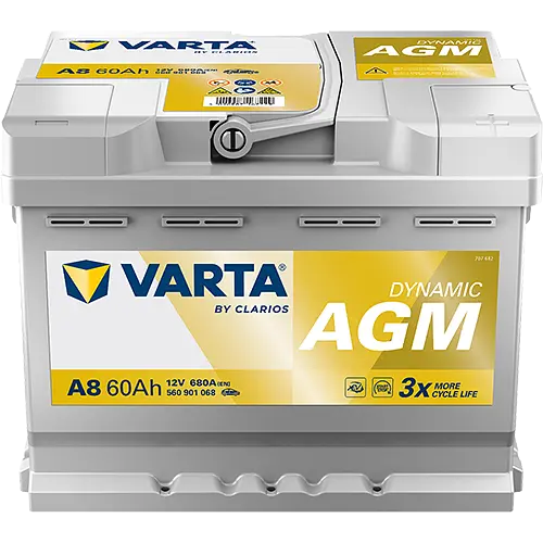 Акумулятор Varta Dynamic AGM 12В 60Аг 680А (EN) R+ (560901068) - фото 2