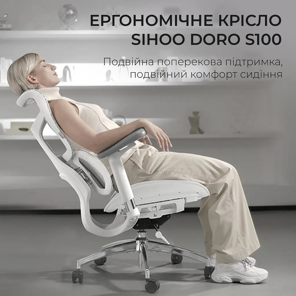 Крісло офісне Sihoo Doro S100 Mesh Білий (S100-M302) - фото 7