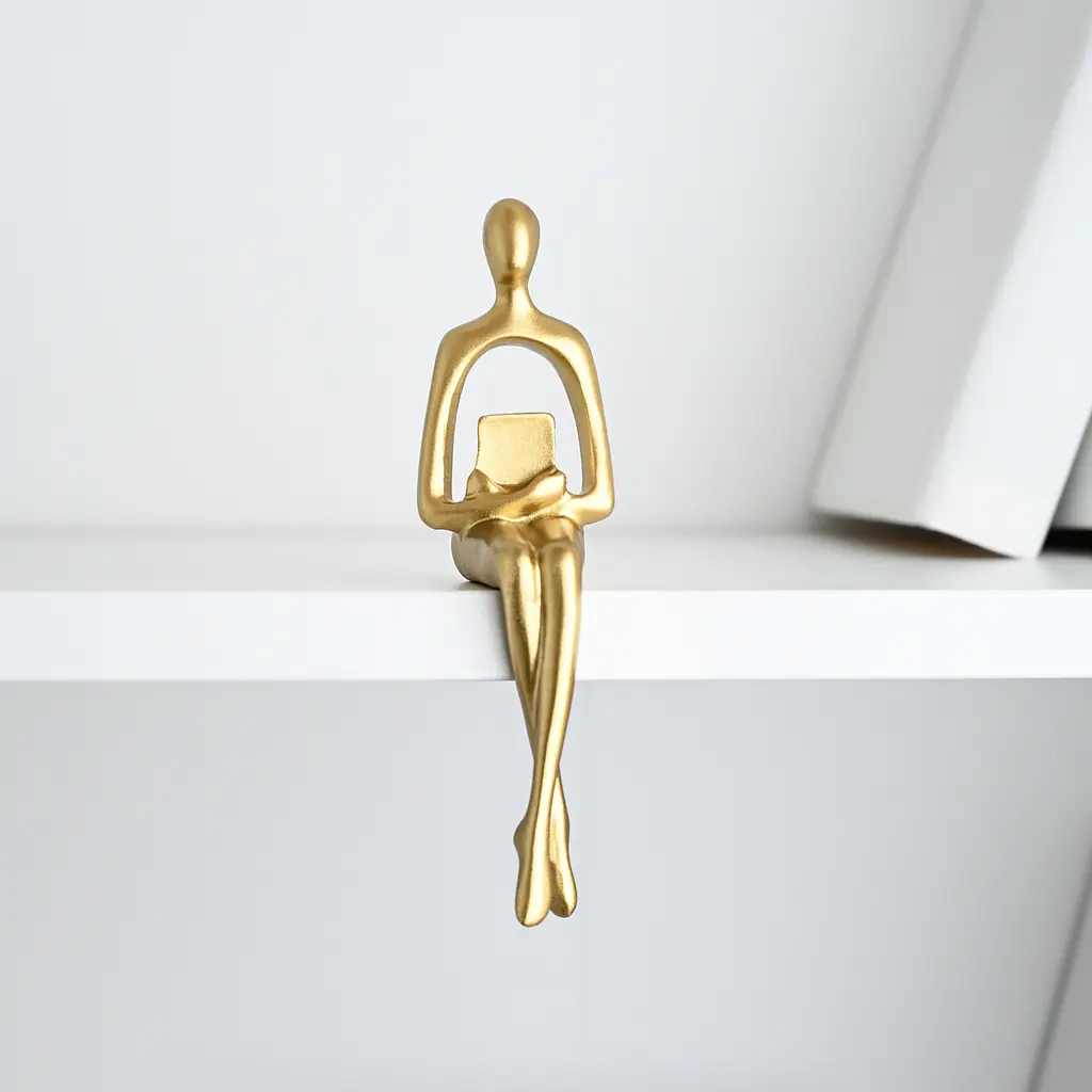 Декоративна статуетка MBM My Home Людина з книгою золота (DH-ST-26 GOLD) - фото 4