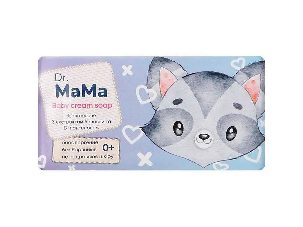 Мило дитяче DR MAMA 90г зволожуюче з бавовною та D-пантенолом