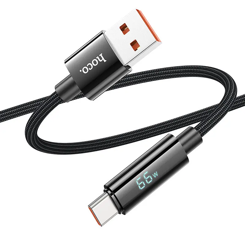 Дата кабель Hoco U125 Benefit 5A USB to Type-C with display 1.2 м Black - фото 3
