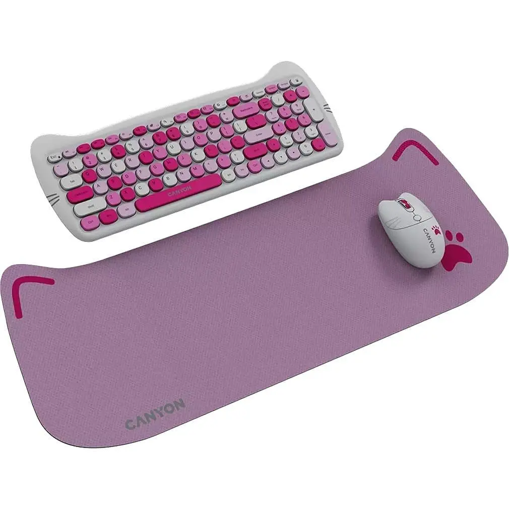 Комплект (Клавіатура та Миша) CANYON HSET-W6 EN Kitty Edition AAA+АА Wireless Pink - фото 2