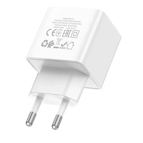 Сітчастий зарядний пристрій BOROFONE BAS11A Erudite single port 1USB/2.1A білий - фото 5
