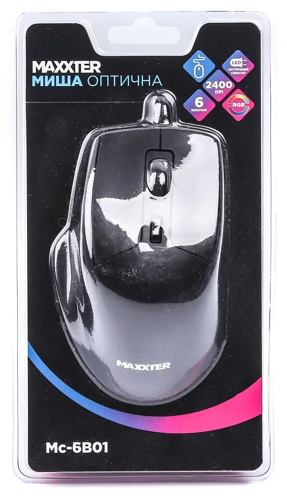 Миша Maxxter Mc-6B01 USB Black - фото 3