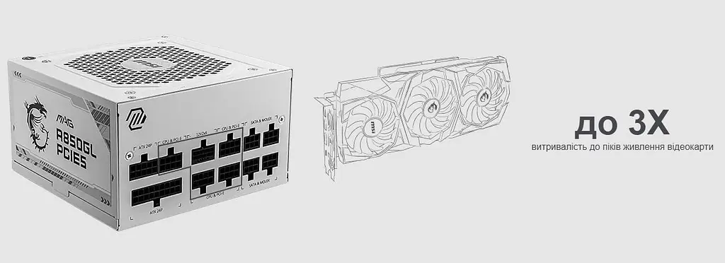 Блок живлення MSI MAG A850GL PCIE5 White 850W - фото 6
