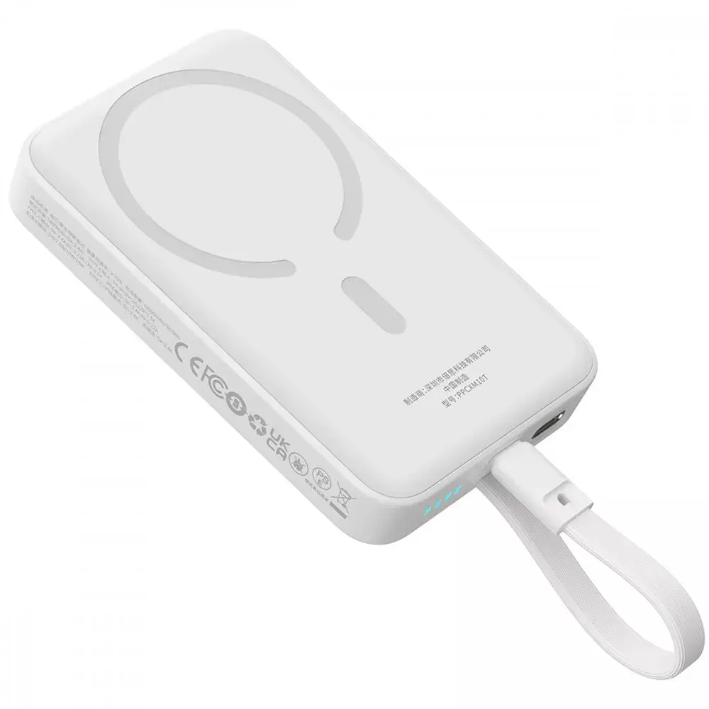 Універсальна мобільна батарея Baseus Magnetic Mini 10000mAh, 30W White (P1002210B223-00) - фото 4