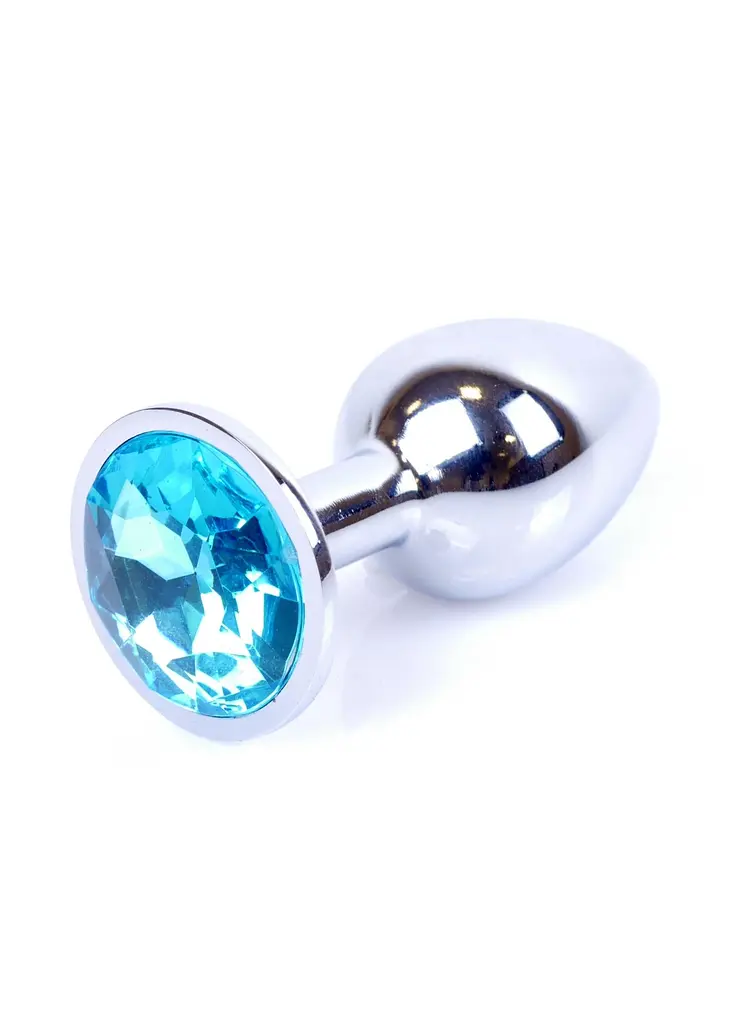 Анальна пробка Jewellery Silver Plug Light Blue - фото 7