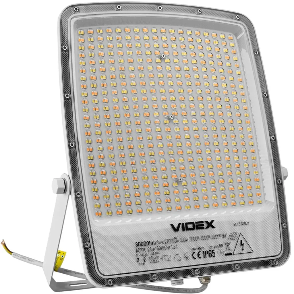 LED прожектор Videx VL-F5-300CW 300W 3000-5000-6500K 230V білий (VL-F5-300CW) - фото 2
