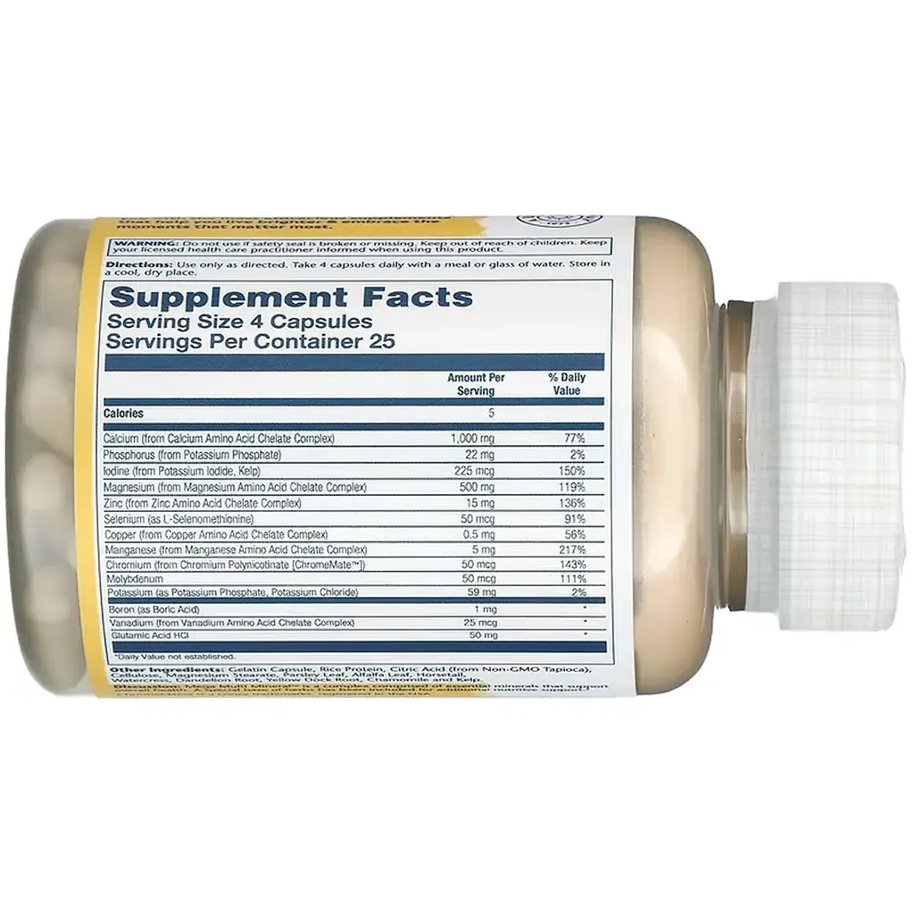 Дієтична добавка Solaray Mega Multi Mineral Iron-Free 100 капсул - фото 3