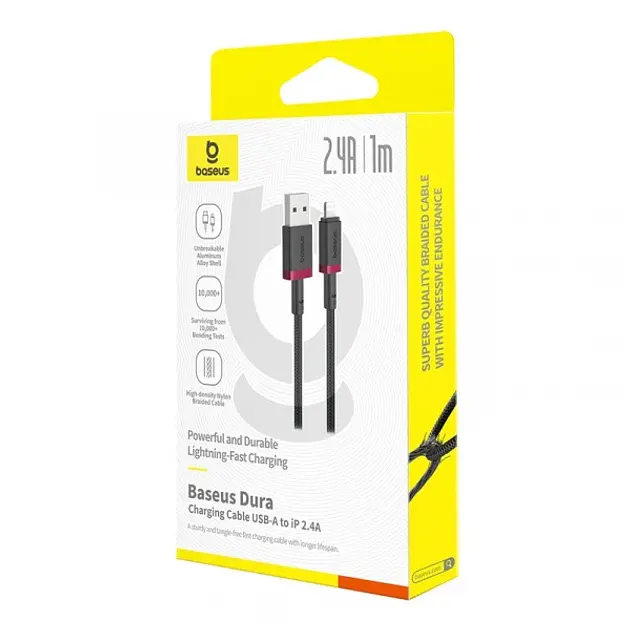 Кабель Baseus Dura Series Cable USB to Lightning 2.4A 1m P10377801U01-01 Black-Red - фото 4