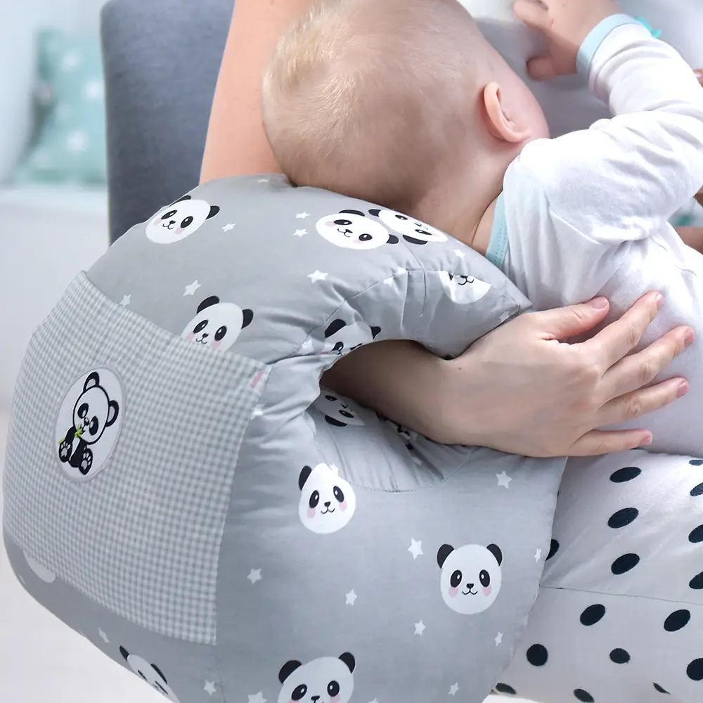 Подушка для годування Papaella Mini Панда, 28х30 см, сірий (8-31999) - фото 12