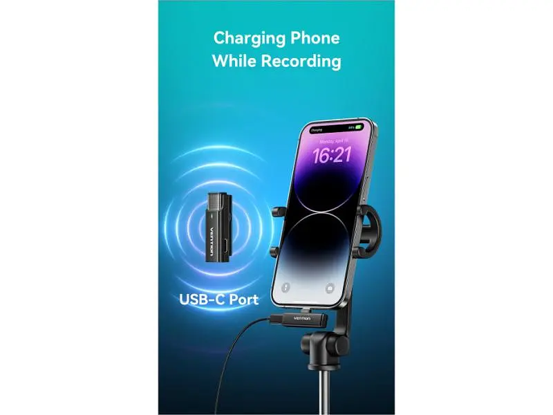 Мікрофонна радіосистема для смартфона Vention USB-C 2-Pack Wireless Lavalier with Charging Case (NCAB0) - фото 6