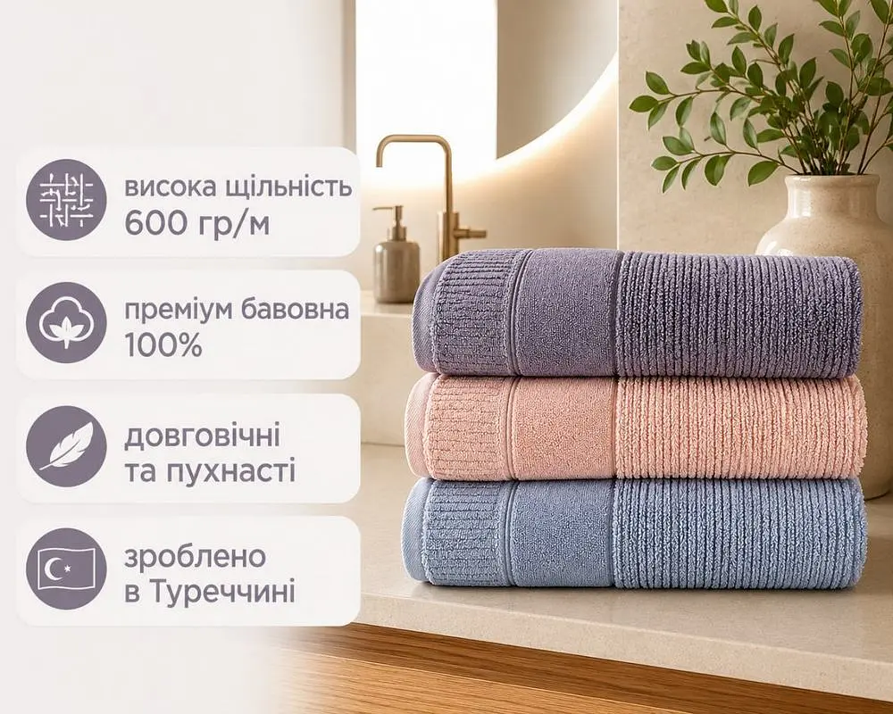 Набір турецьких махрових рушників Cestepe MicroCotton Premium 3 штуки 70x140 Nevara щільність 600 г/м2 - фото 2