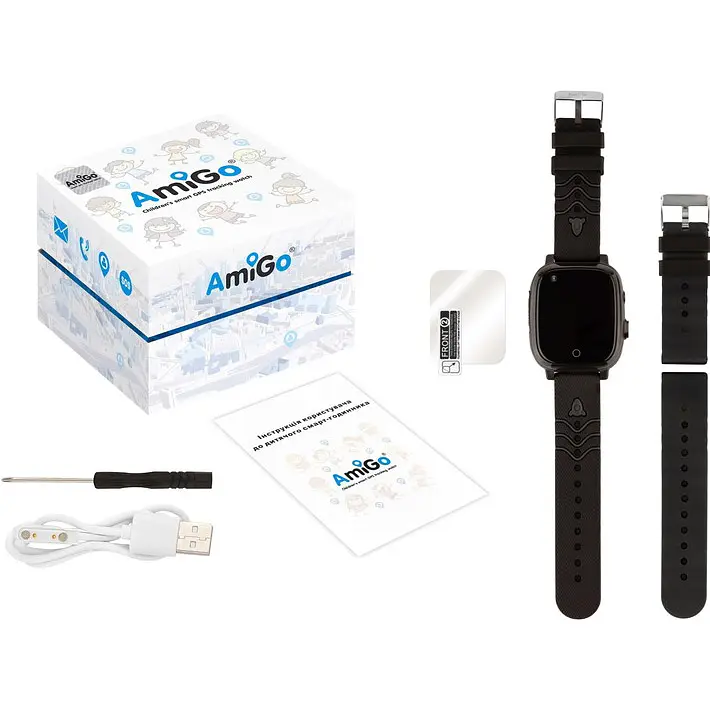 Дитячий водонепроникний смарт-годинник AmiGo GO005 4G WIFI Thermometer Black [59321] - фото 7