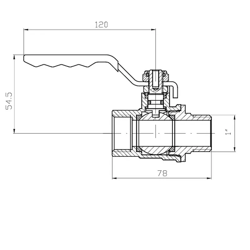 Кран кульовий ГШВ Koer Extreme KE.215-25 - 1" FM ручка "важіль" червона KR5752 - фото 4