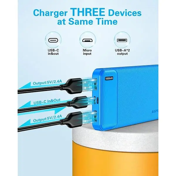 Портативний зарядний пристрій AsperX з виходом USB C 10000 мАг упаковка з 2 шт. - фото 3