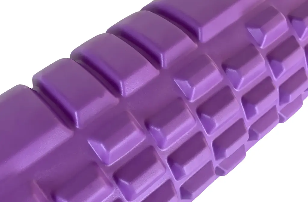 Масажний ролик EasyFit Grid Roller 33 см v.1.1 міцний масажер (фіолетовий) - фото 4