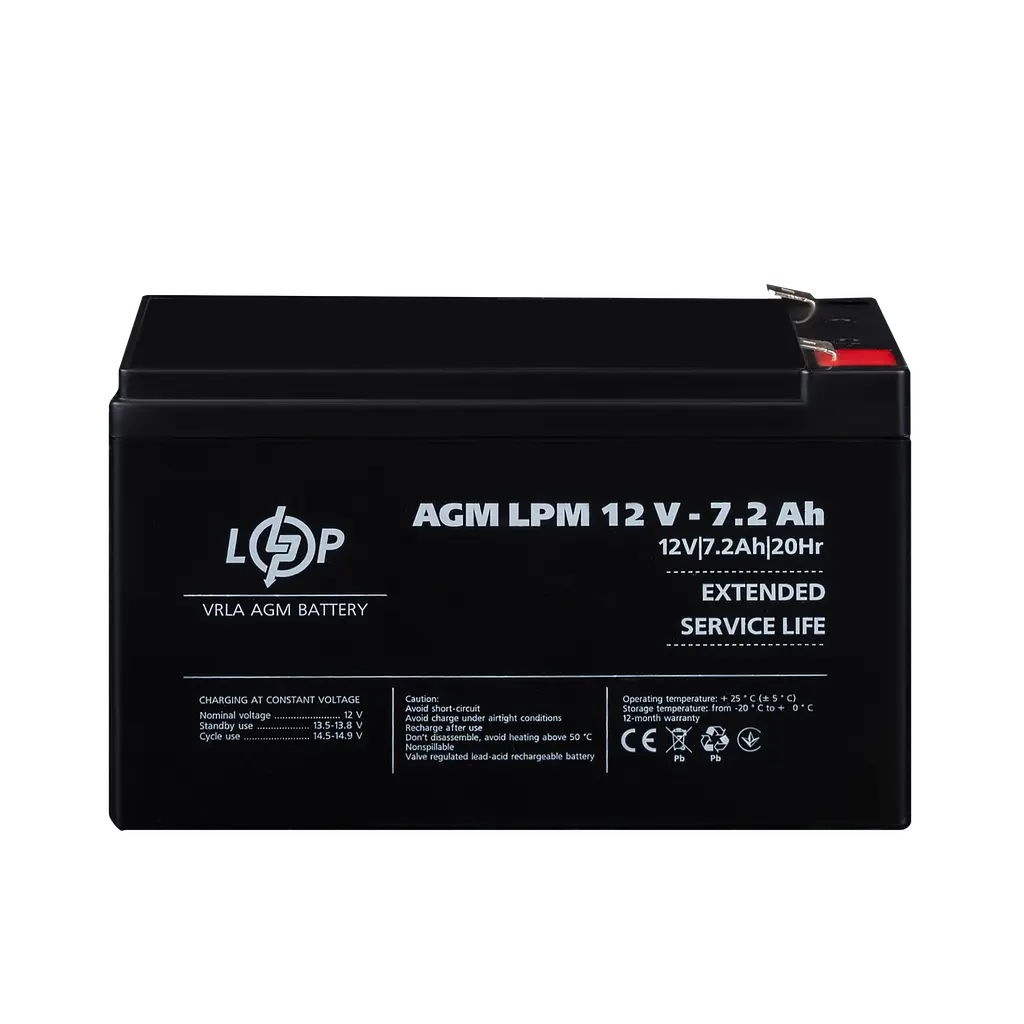 Акумулятор AGM LPM 12V - 7.2 Ah - фото 2