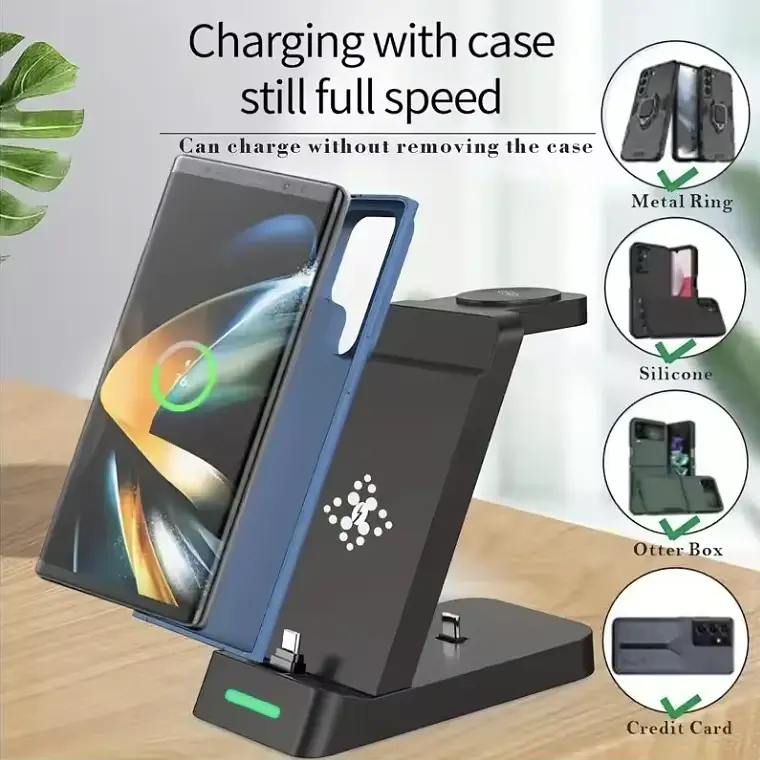 Зарядна станція 3 в 1 для Samsung S24 S23 S22 Note Z Fold Fast Wireless Charger Stand для Galaxy Watch 5 4 3 Activer 2/1 Buds - фото 3