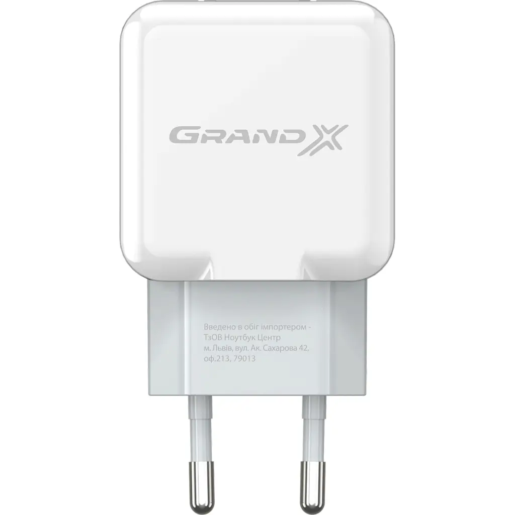 Зарядний пристрій Grand-X 5 В 2.1 А білий (CH-03W) - фото 2
