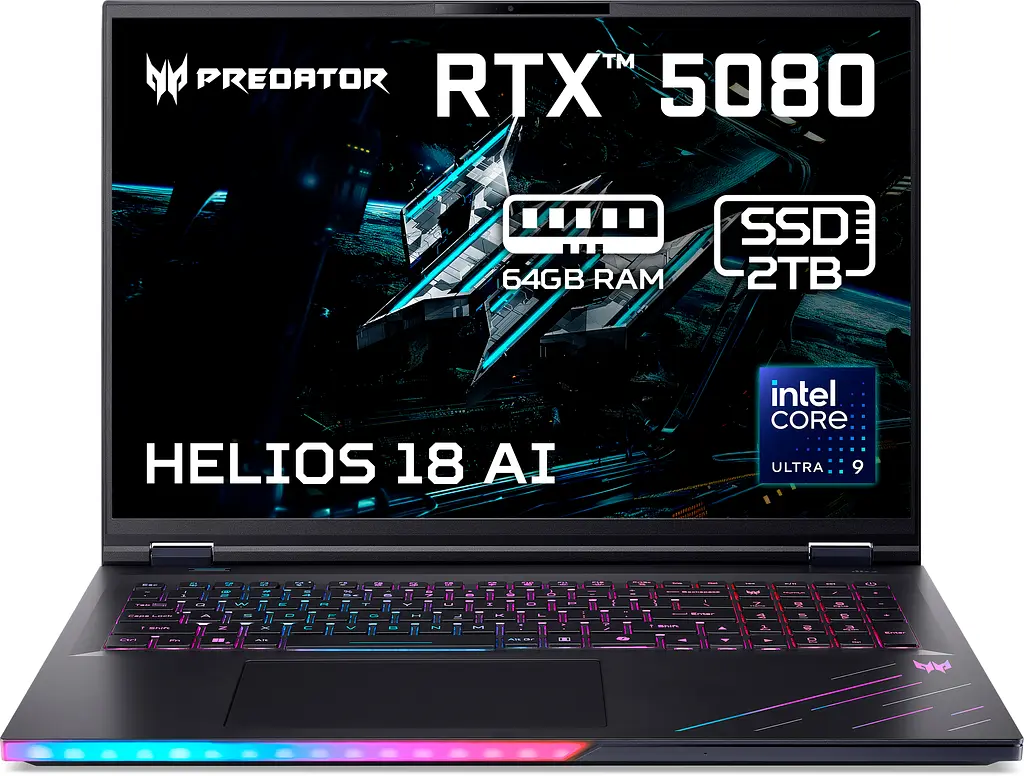 Ноутбук Acer Predator Helios 18 PH18-73 (NH.QVYEX.004), Intel Core Ultra 9275HX (до 5,4 ГГц), 18-дюймовый WQXGA-дисплей, 64 ГБ, SSD на 2 ТБ, NVIDIA GeForce RTX - фото 2