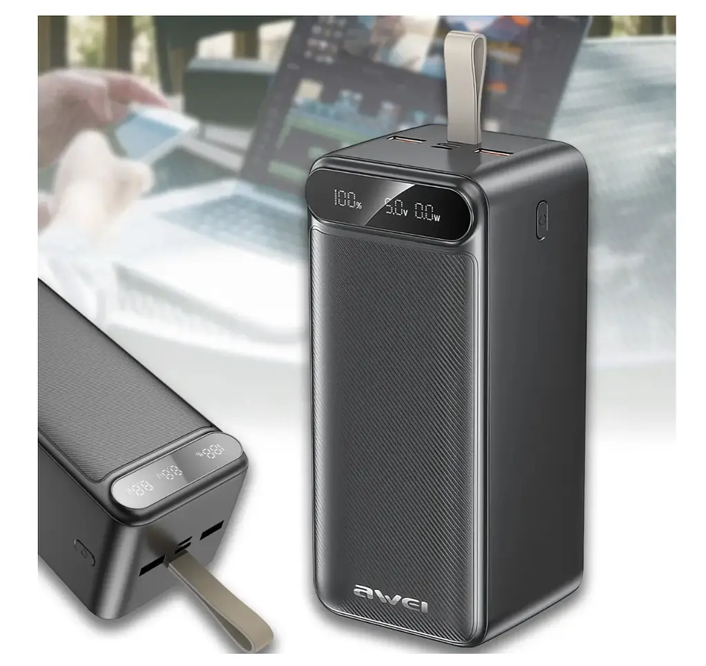 Зовнішній акумулятор Power Bank на 100 000 мАг з дисплеєм і ліхтариком AWEI P101K 22.5W ∙ Power Bank P101K з дисплеєм і LED-лампою - фото 5