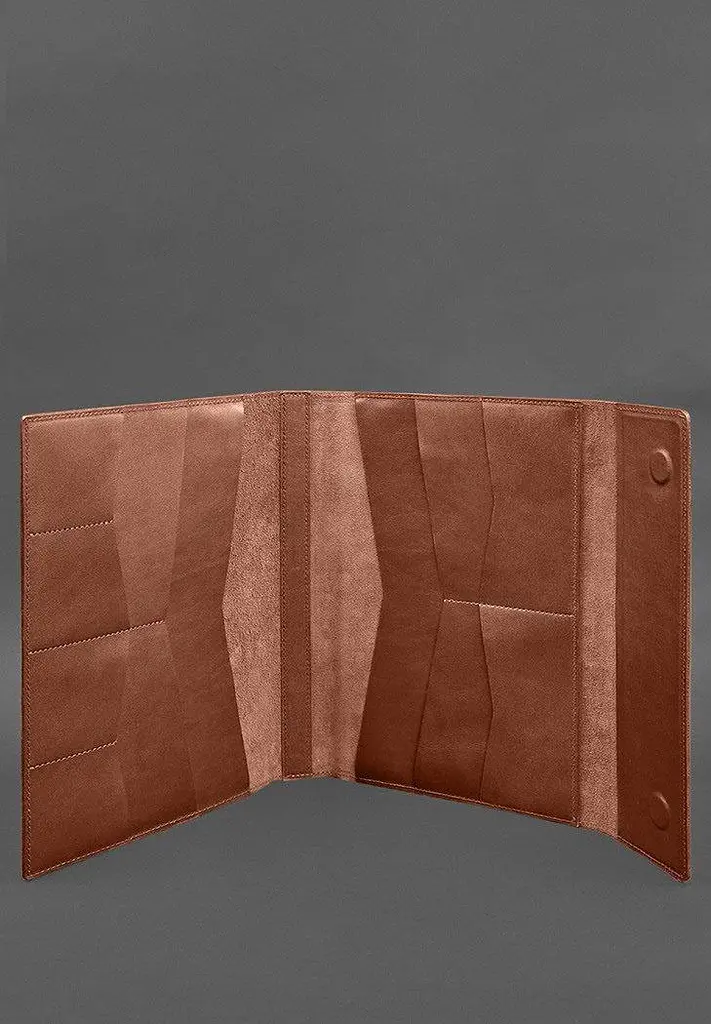 Кожаная папка для документов "Семейная" А4 Светло-коричневая - фото 4