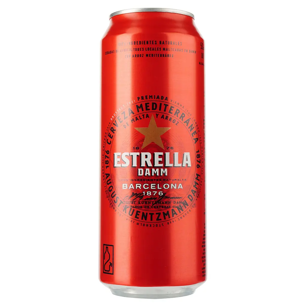 Упаковка пива Estrella Damm Barcelona светлое 4.6% 12 л ж/б (0.5 л х 24 шт.) - фото 2