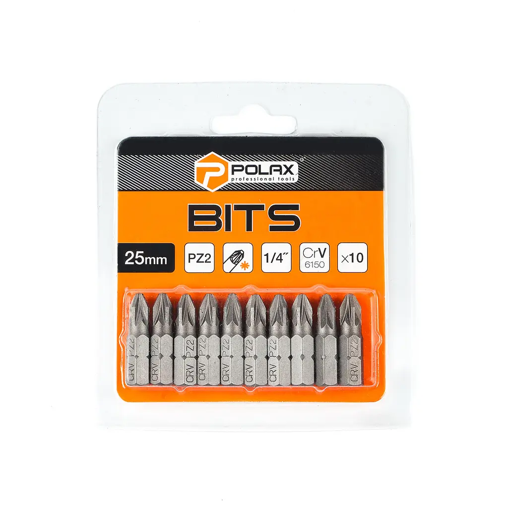 Біта сталева Polax 25 мм PZ2 1/4" ,10 шт (51-072) - фото 2