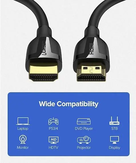 Кабель видео Ugreen HDMI 2.0 4K 3D 1М Black (ED030) - фото 4