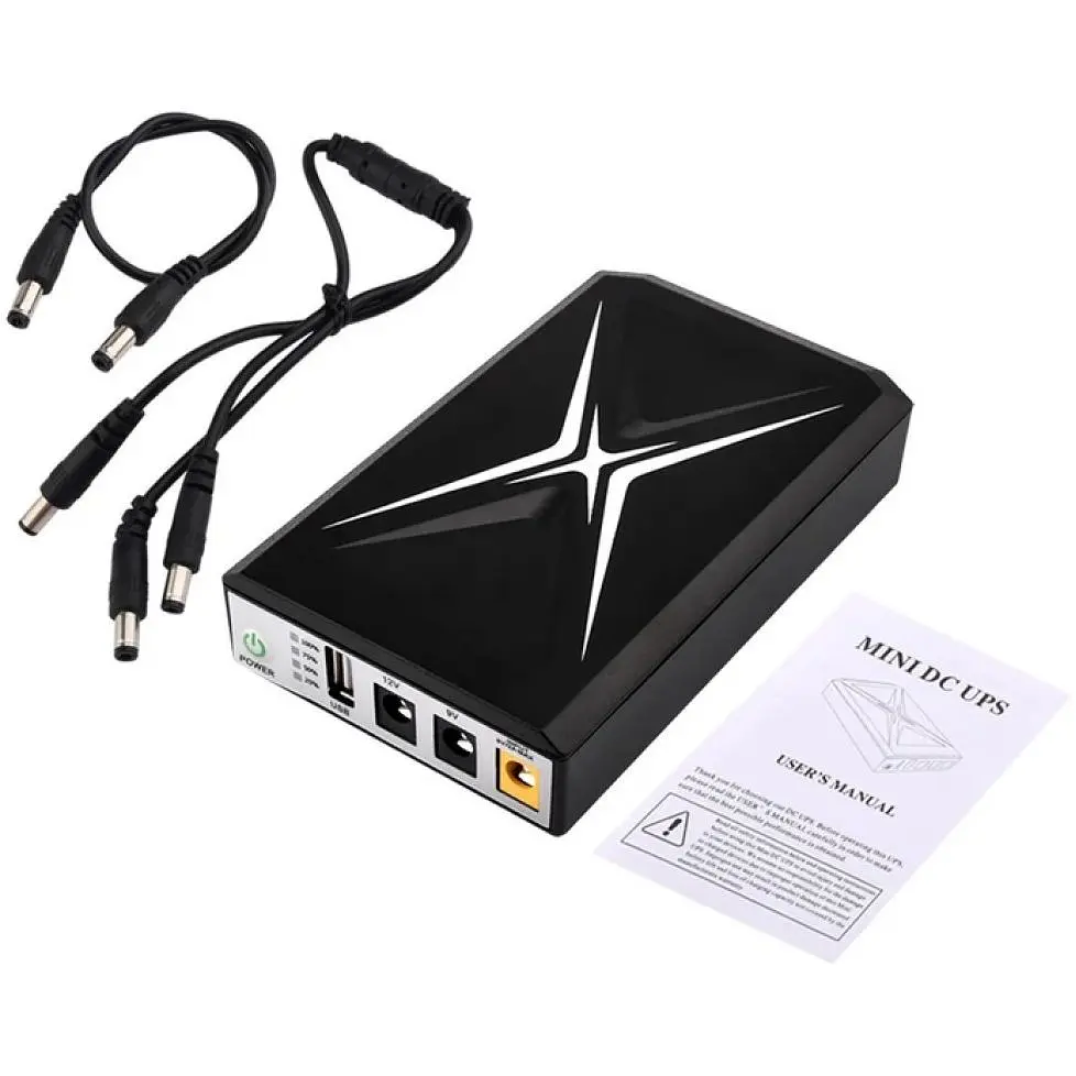 ИБП UPS DC 18W 10400mAh для роутера, терминала, камеры DCP-018W/5V/9V/12V/USB/LED Black + блок питания 9V 2A - фото 4