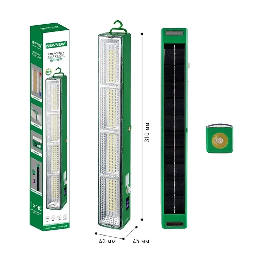 Ліхтар NEWVEW NV-E967T Solar Panel 4000mAh Green (NWVW-NV-E967T-GN) - фото 6