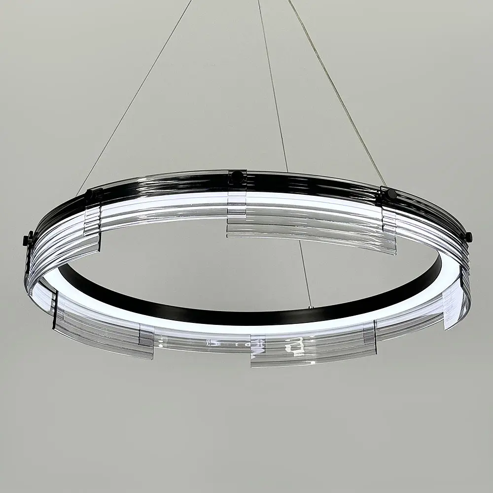 Люстра с черным подвесным кольцом с графитовыми пластинами Ø 80 см | Ст. MJ 231-800 BK Line F - фото 4