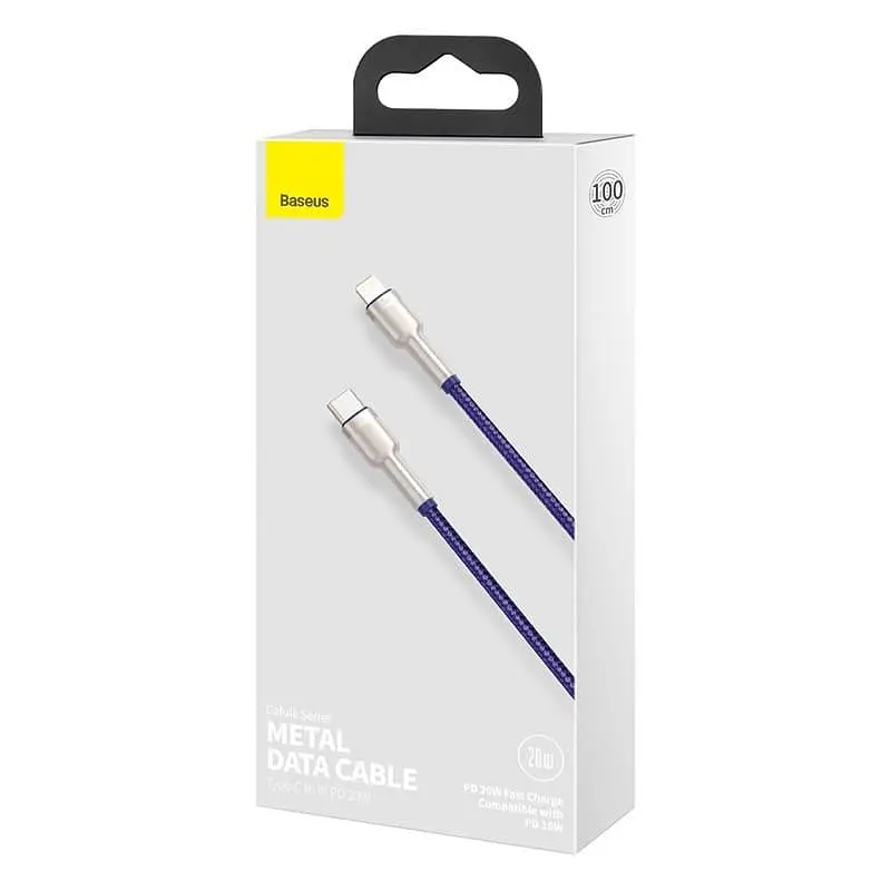 Кабель Baseus Cafule Metal Type-C to Lightning PD 20W (1m) purple (CATLJK-A05) - фото 5