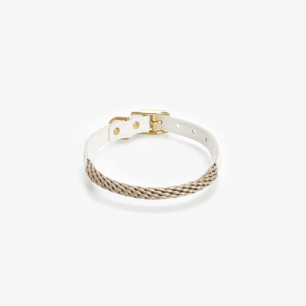 Шкіряний нашийник з канатиком для собак "Caviar Terra" L білий (обхват шиї 39-47см) - фото 3
