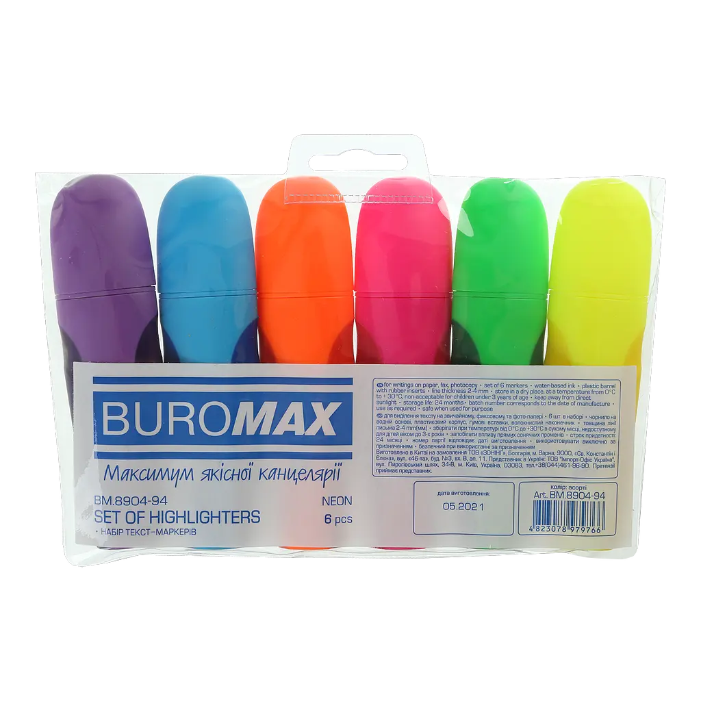 Набір маркерів Buromax Neon з гумовими вставками 6 шт. (BM.8904-94) - фото 3