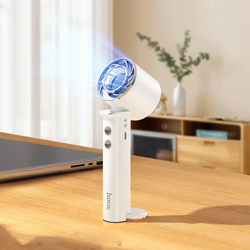 Портативний вентилятор Hoco HX61 Exquisite handheld folding fan 1200 mAh White - фото 8