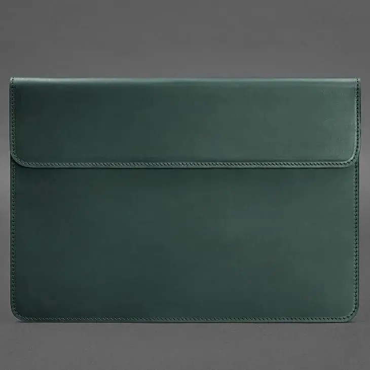 Шкіряний чохол-конверт BlankNote Crazy Horse на магнітах для MacBook 15 дюймів Зелений - фото 4