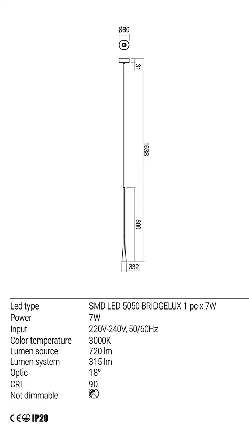 Подвесной светильник Redo ITO SU LED 600 7W 3000K WH (5.1.2) 01-1756 - фото 3