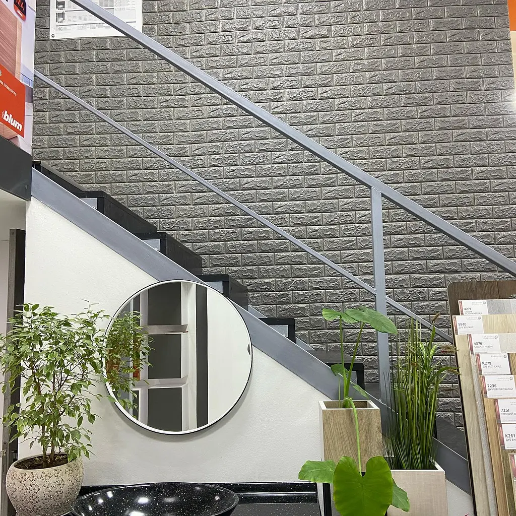 Самоклеюча декоративна 3D панель 3D Loft під цеглу срібло 700x770x7мм - фото 7