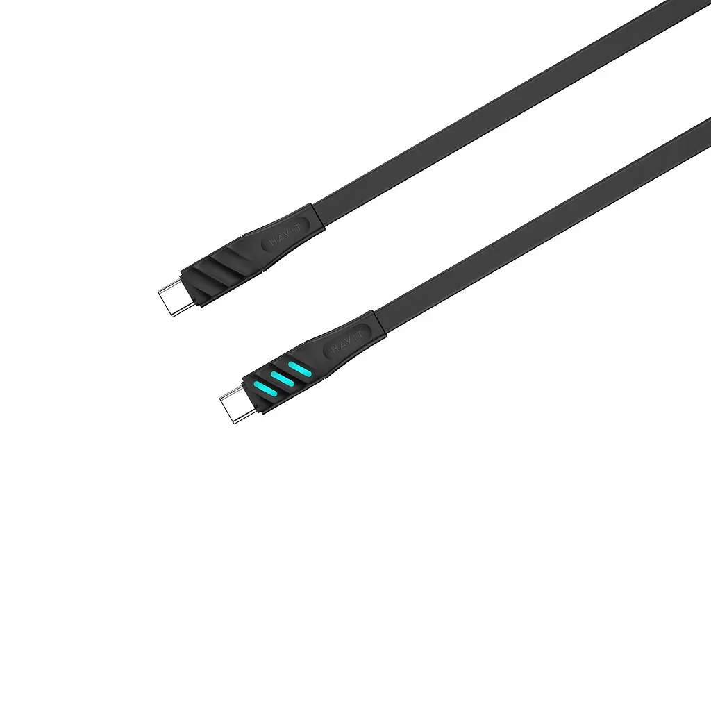 Кабель USB-C to USB-C HAVIT HV-CB6254 PD60W 3A 1м з LED індикатором Black HAVIT (27626-000) - фото 4