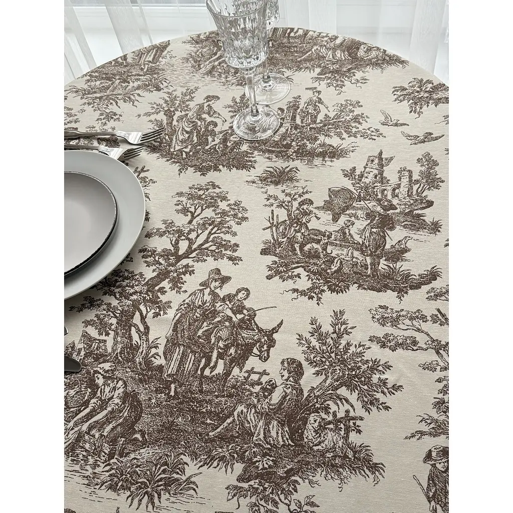 Скатерть тефлоновая Ecotton Duck 170х200 см Люди в кустах бежевая (25027) - фото 3