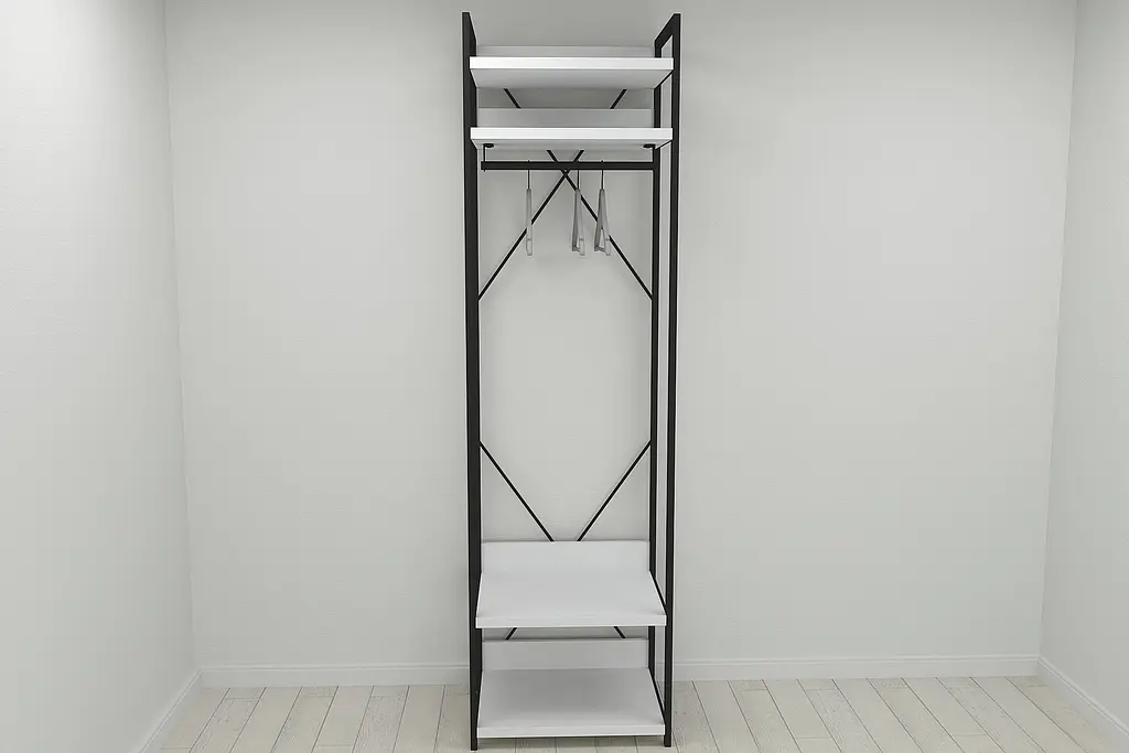 Шафа Гардероб Уні секція 2 серії Конект Ferrum-decor 220x60x50см Чорний метал ДСП Білий 32 мм (FRD-104535) - фото 6