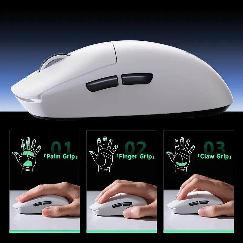 Игровая беспроводная мышка Mchose A7 Pro / Сенсор PixArt PAW3395 / 26 000 DPI / Три режима подключения / White - фото 5