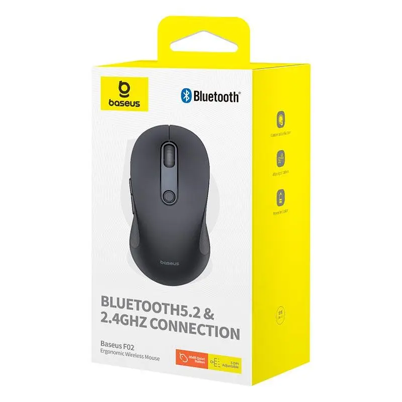 Мышь Baseus F02 Ergonomic Wireless Mouse |2.4G/BT5.2| (without Battery) - фото 2